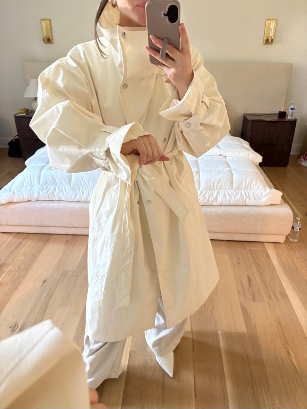 MANGO funnel neck cotton blend trench